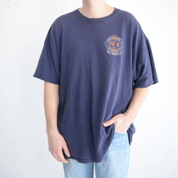 Vintage 03' Delta Pro Weight Navy FDNY 2nd Class The Rock Back Bully Hit 3XL - Picture 3 of 10